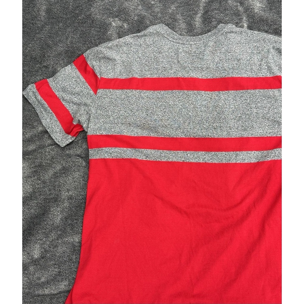 Ecko Unltd Mens Graphic T-Shirt Red Gray Striped FU Logo Y2K Streetwear 1972 - Picture 10 of 13